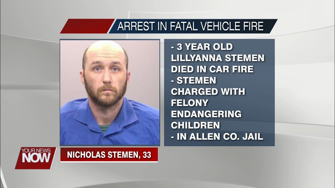 Elida man arrested after 3-year-old dies in car fire